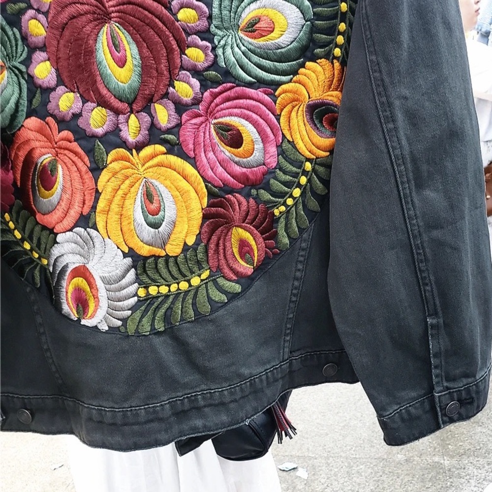 Vibrant Embroidered Jean Jacket - Picture 7 of 10